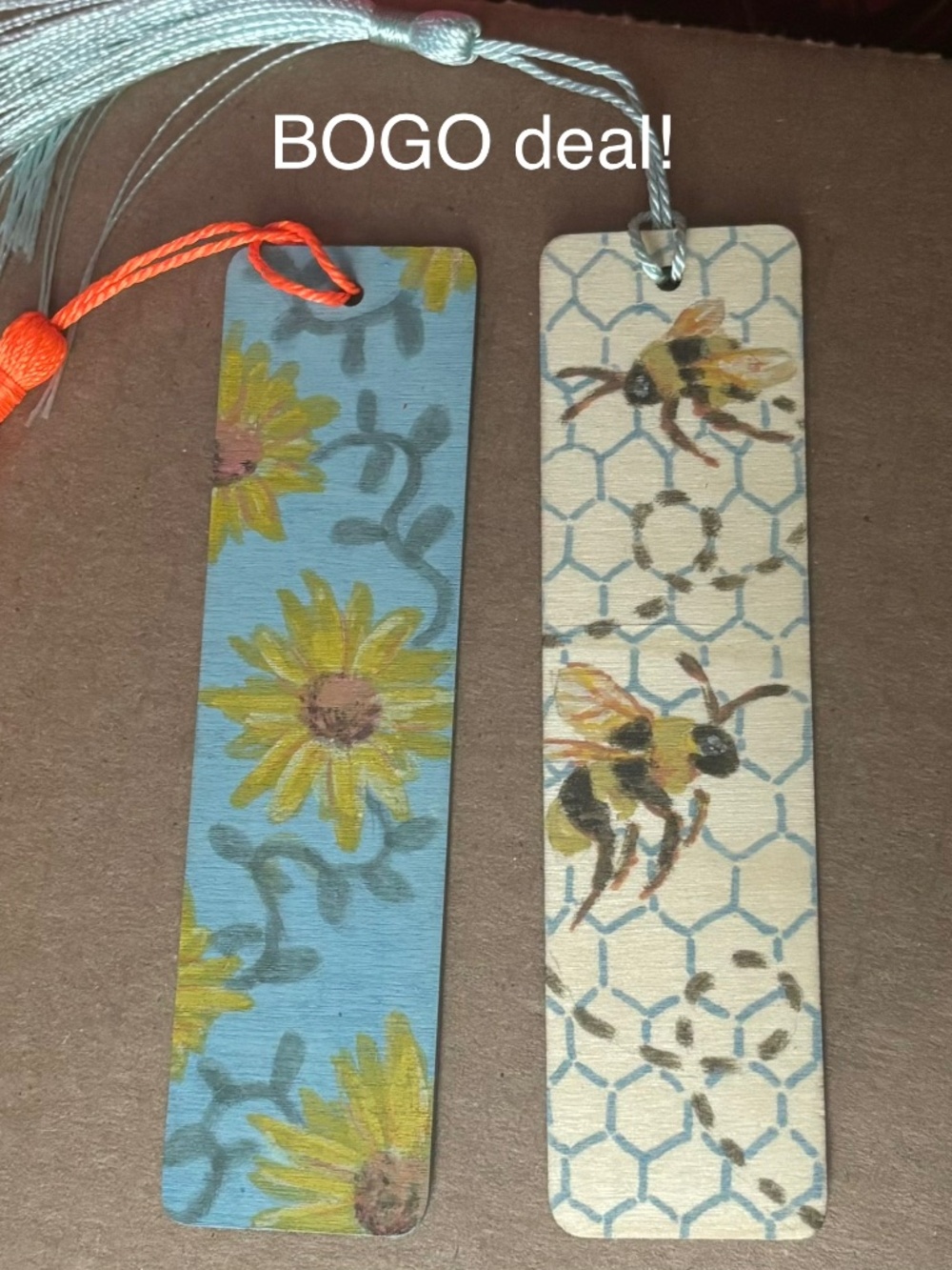 Bogo bundle deal lot! Pack of 2 bookmark honey bee sunflower handmade bookmark